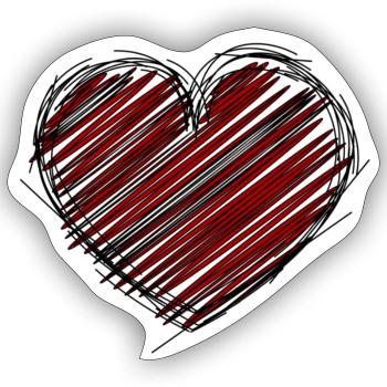 CŒUR. CŒURS. HEART. BISOU. SMACK. BISOUS. - Sticker taille S (10 x 10 cm) - blanc mat - Devant