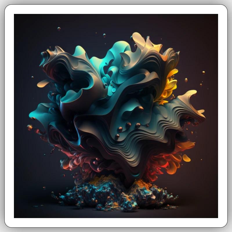 Abstract Digital Art n°6 - Sticker size S (10 x 10 cm) - white matte