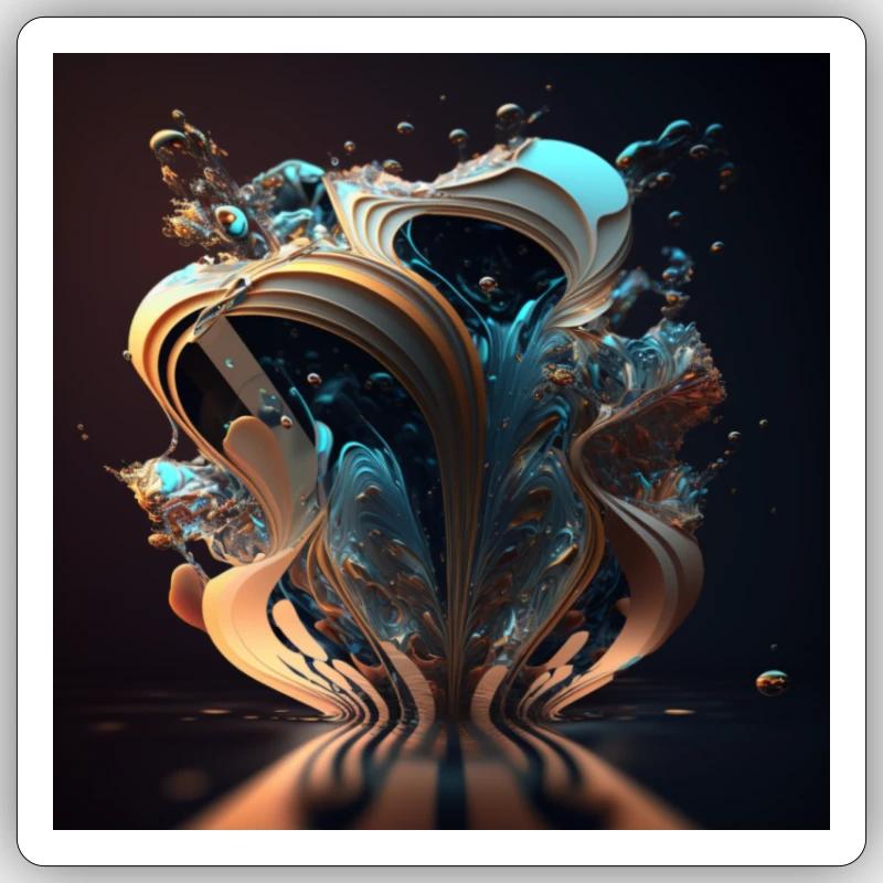 Abstrakte Digitale Kunst n°1 Sticker Größe S (10 x 10 cm)