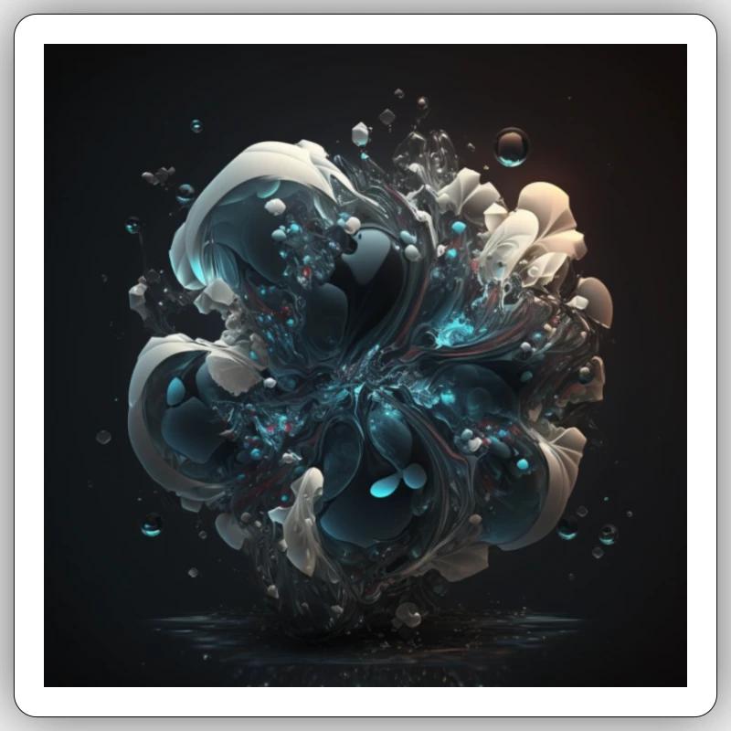 Digital Art Abstract n°14 - Sticker size S (10 x 10 cm) - white matte