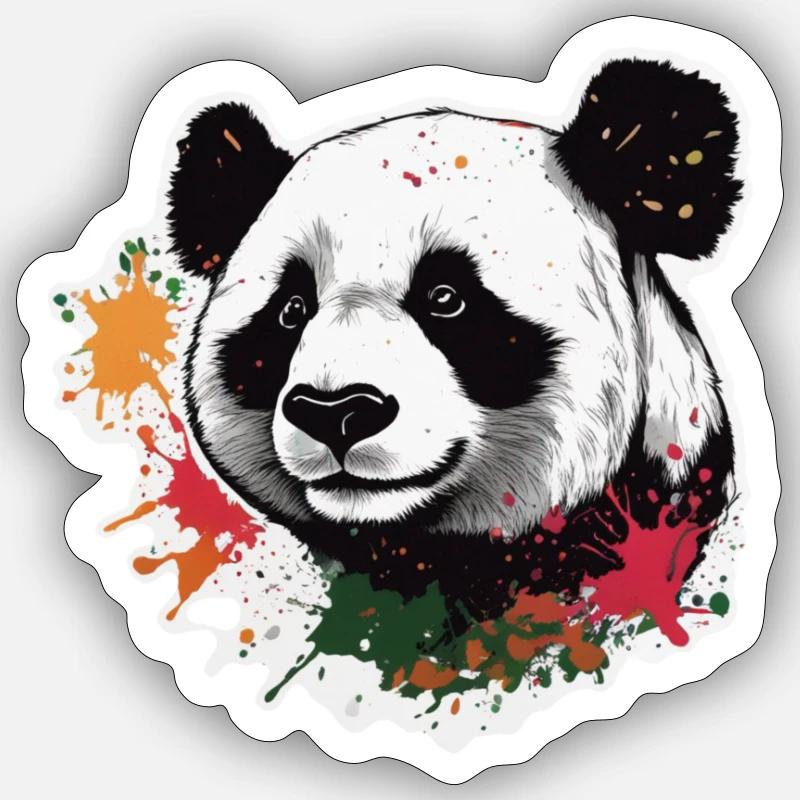 Giant Panda-monium with paint splatters Sticker size S (10 x 10 cm)