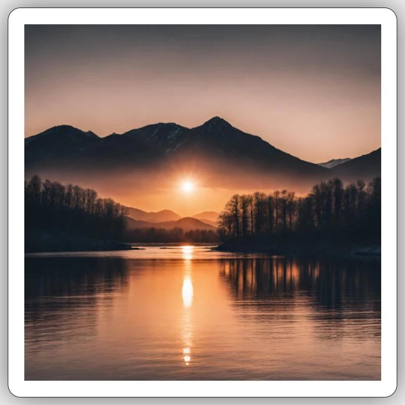 Coucher de soleil Sticker taille S (10 x 10 cm)