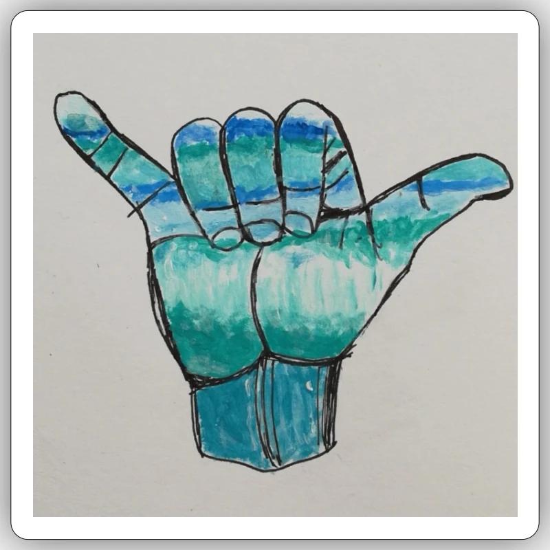 Main de surfeur Sticker taille S (10 x 10 cm)