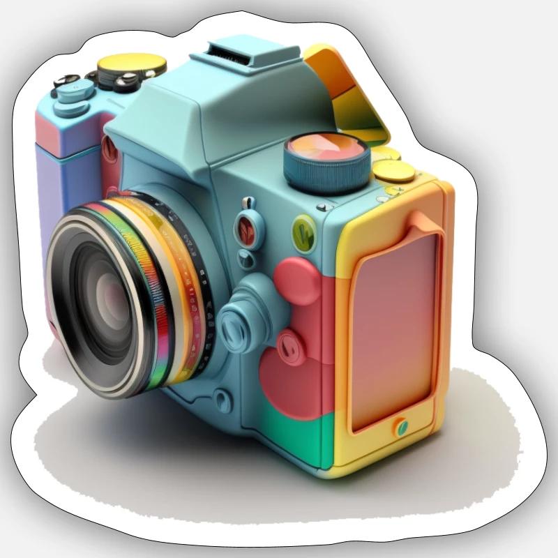 Conception de caméra multicolore et de pellicule Sticker taille S (10 x 10 cm)