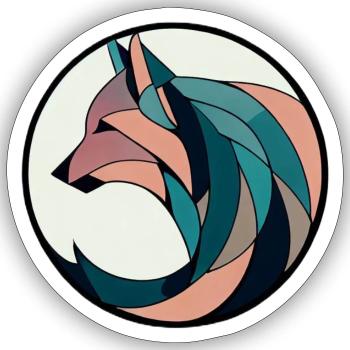 Fuchshund im Kreis bunt - Sticker Größe S (10 x 10 cm) - Mattweiß - Vorne