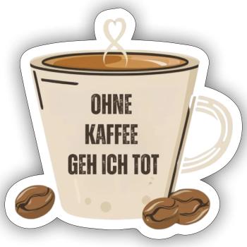 OHNE KAFFEE GEH ICH TOT 2 - Sticker Größe S (10 x 10 cm) - Mattweiß - Vorne