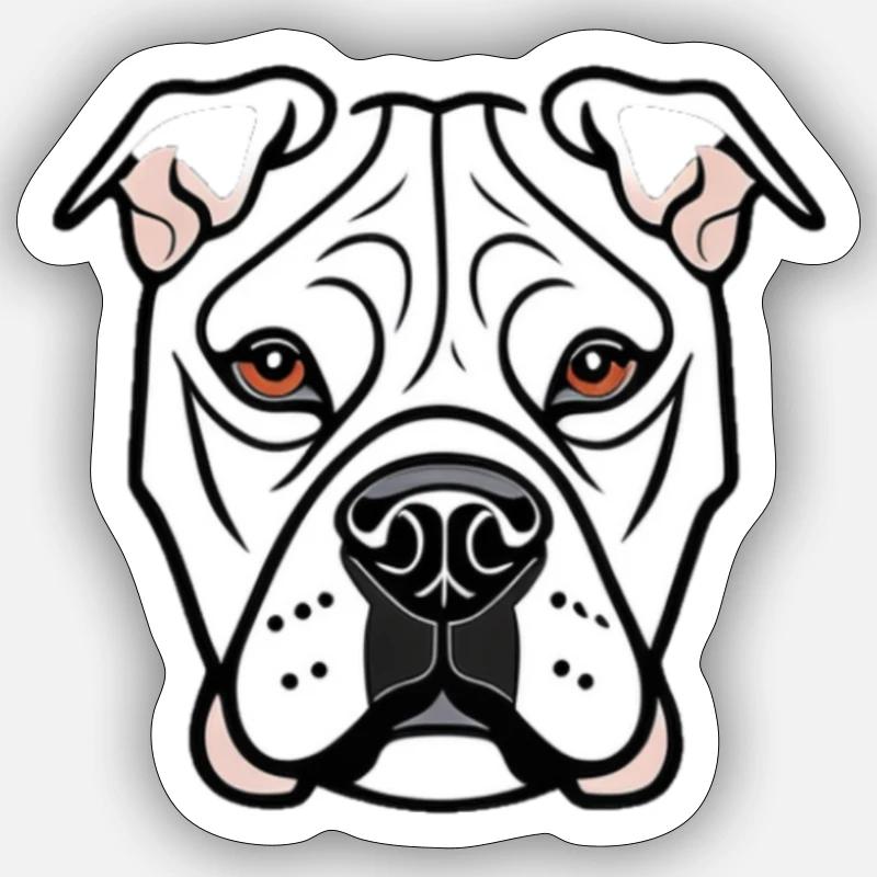 Bouledogue américain - Sticker taille S (10 x 10 cm) - blanc mat
