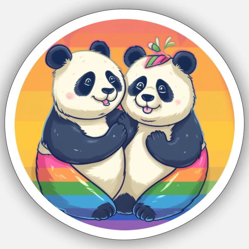 Pride Panda - Sticker Größe S (10 x 10 cm) - Mattweiß