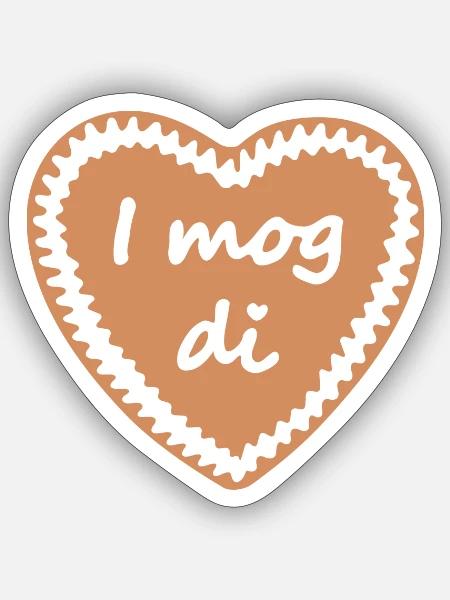 Lebkuchenherz I mog di - Sticker Größe S (10 x 10 cm) - Mattweiß