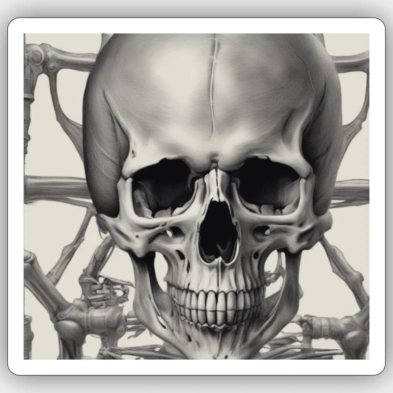 big skeleton - Sticker Größe S (10 x 10 cm) - Mattweiß