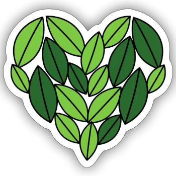 Blätterherz Naturdesign - Sticker Größe S (10 x 10 cm) - Mattweiß - Vorne