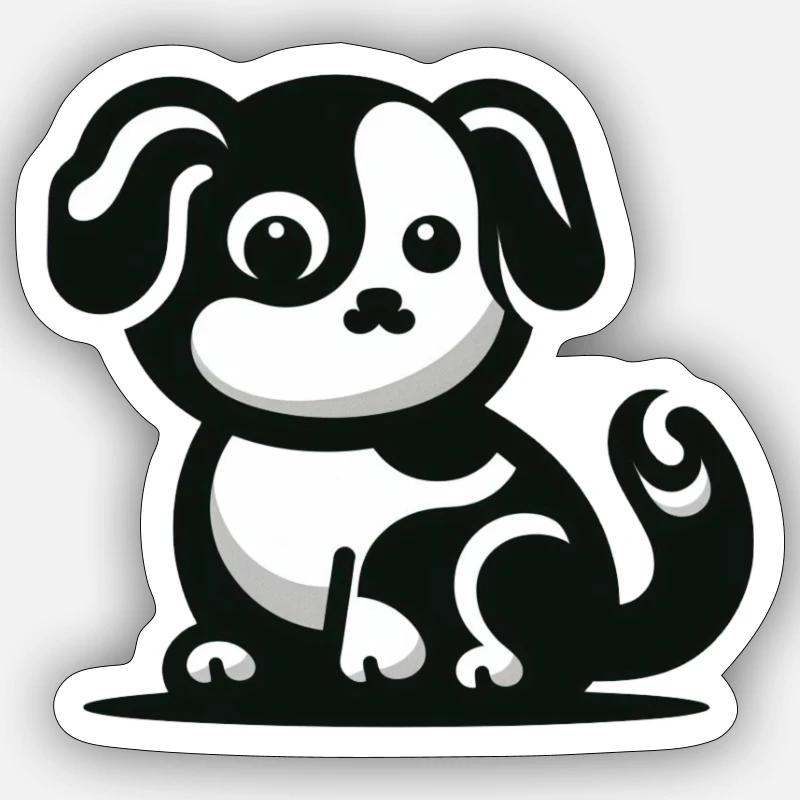 Chien Mignon - Sticker taille S (10 x 10 cm) - blanc mat