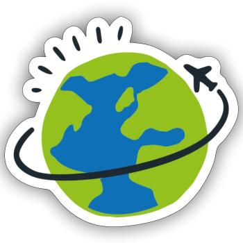 travel - Sticker size S (10 x 10 cm) - white matte - Front