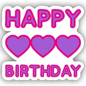 HAPPY BIRTHDAY - Sticker taille S (10 x 10 cm) - blanc mat - Devant
