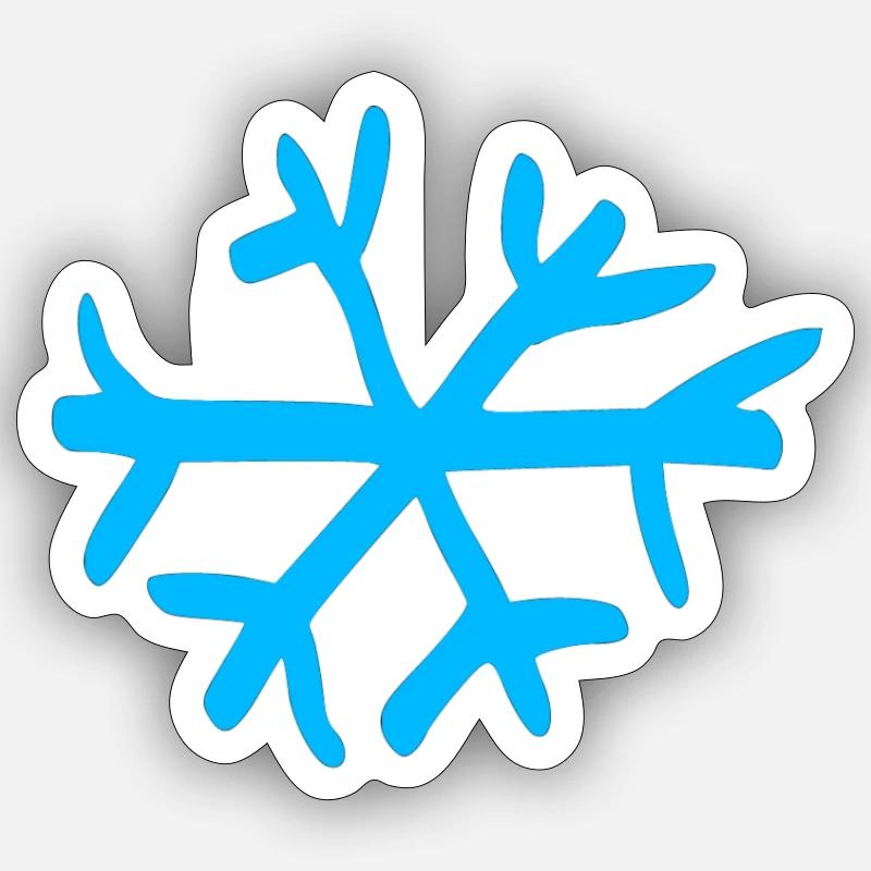 Flocon de neige bleu - Sticker taille S (10 x 10 cm) - blanc mat