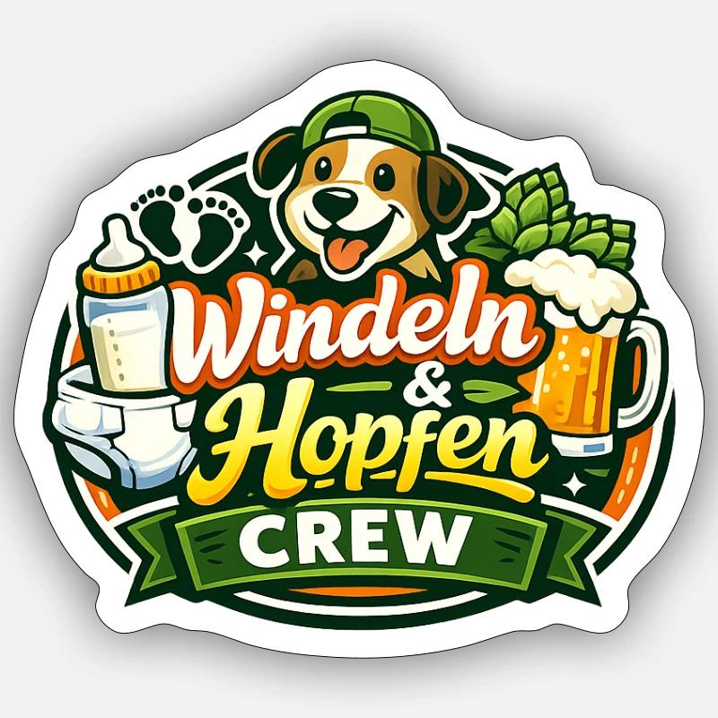 Diapers & Hops Crew Sticker size S (10 x 10 cm)