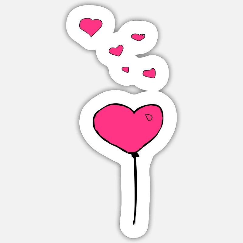 Luftballon Herzen - Sticker Größe S (10 x 10 cm) - Mattweiß