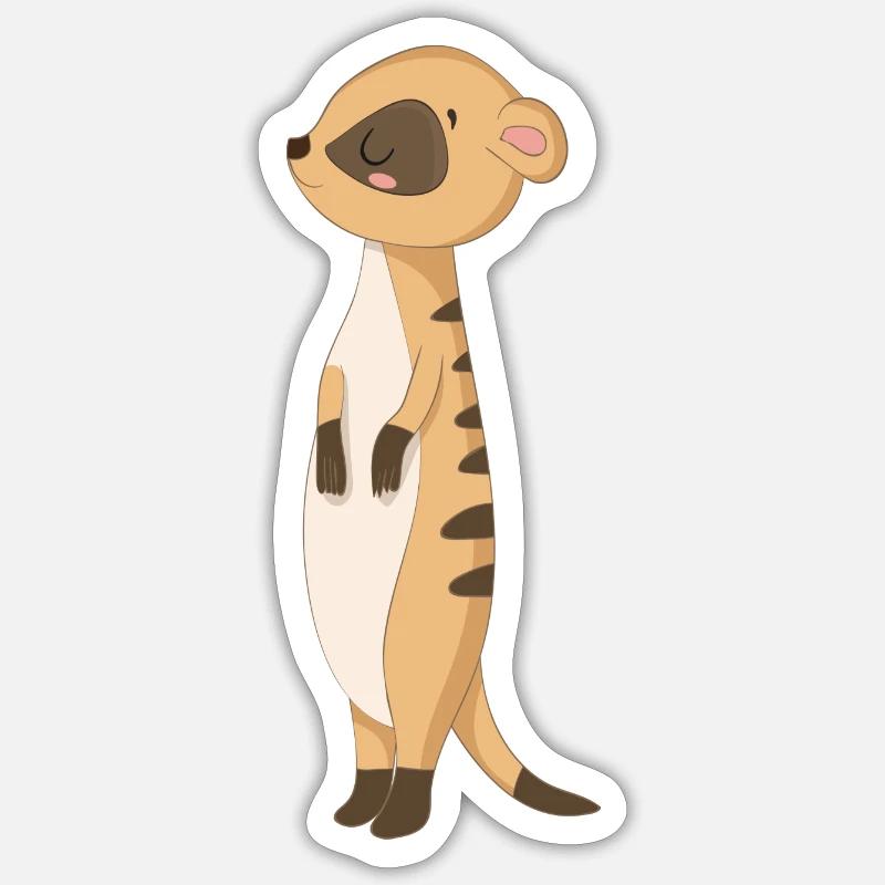Doux suricate Manguste - Sticker taille S (10 x 10 cm) - blanc mat