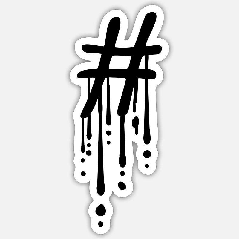Graffiti drop hashtag Sticker size S (10 x 10 cm)