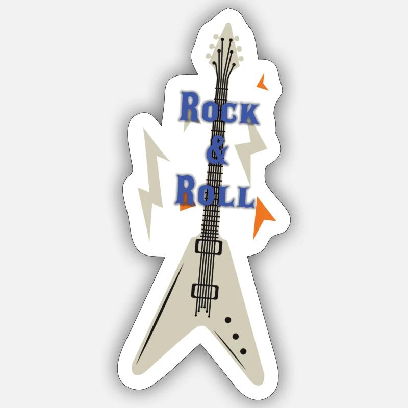rock & roll - Sticker taille S (10 x 10 cm) - blanc mat