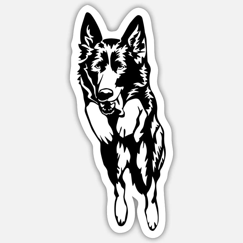Deutscher Schäferhund - Sticker Größe S (10 x 10 cm) - Mattweiß