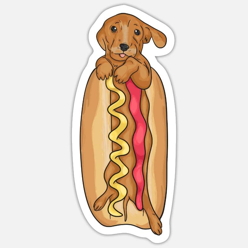 Chien de saucisse - Sticker taille S (10 x 10 cm) - blanc mat
