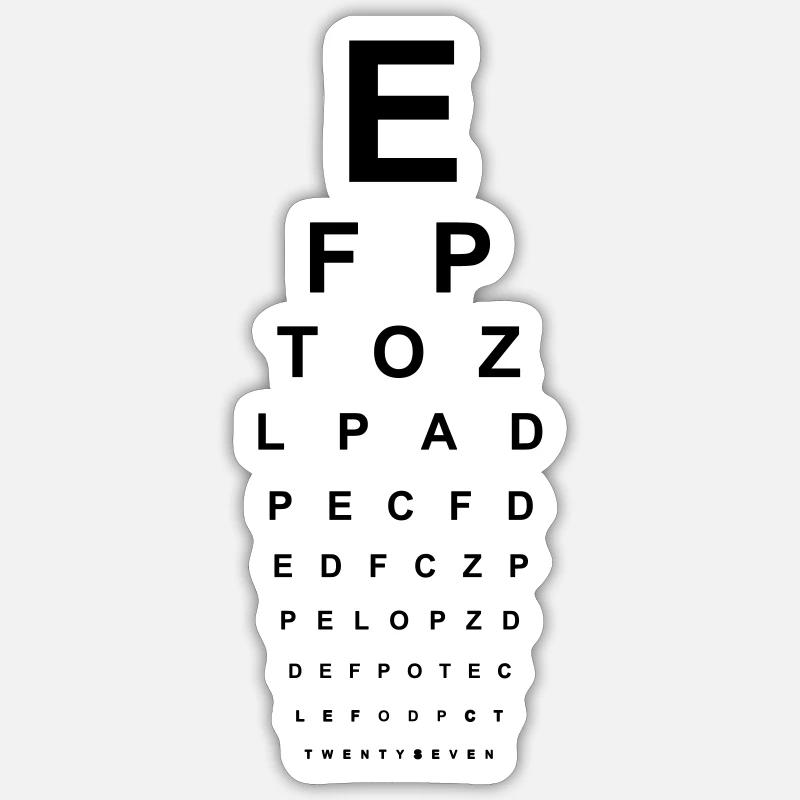 Sehtest Brille Optiker Augen lesen Buchstaben ABC - Sticker Größe S (10 x 10 cm) - Mattweiß