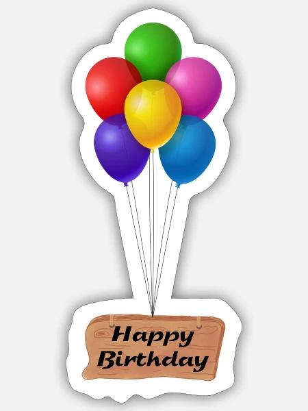 Geburtstag Ballons Happy Birthday - Sticker Größe S (10 x 10 cm) - Mattweiß