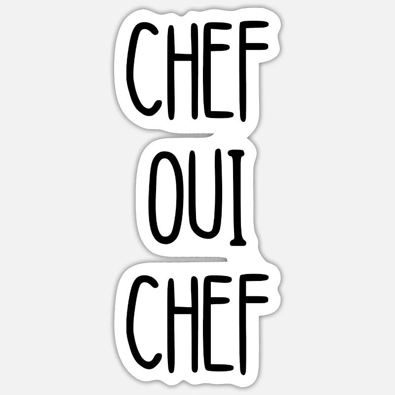 chef oui chef - Sticker taille S (10 x 10 cm) - blanc mat