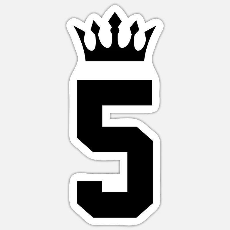 5 Number crown - Sticker size S (10 x 10 cm) - white matte