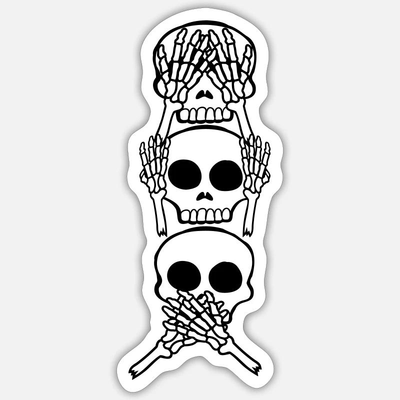 Singe Proverbe 3 Crâne Sticker taille S (10 x 10 cm)