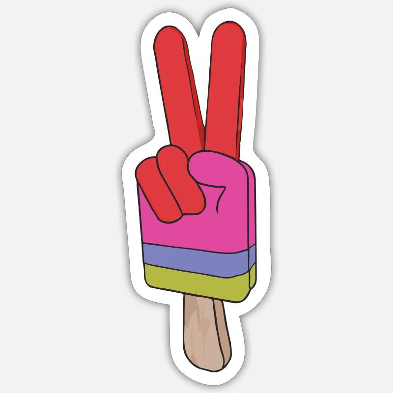 Popsicles Signe de paix Paix - Sticker taille S (10 x 10 cm) - blanc mat