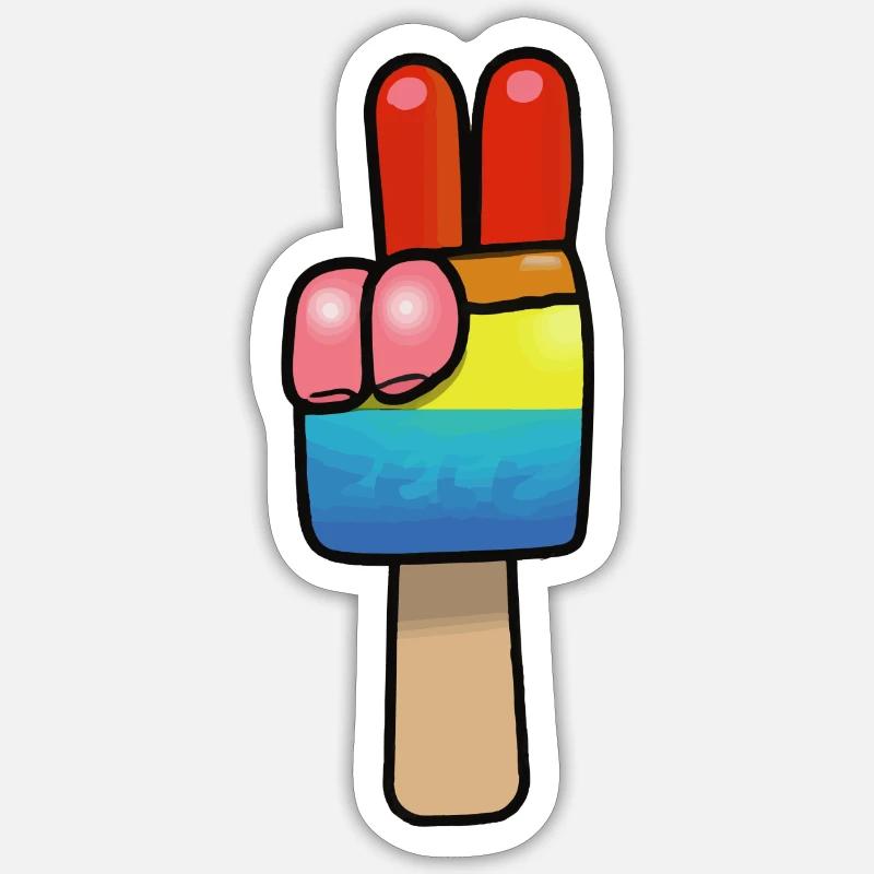 Popsicles Peace Sign Peace - Sticker size S (10 x 10 cm) - white matte
