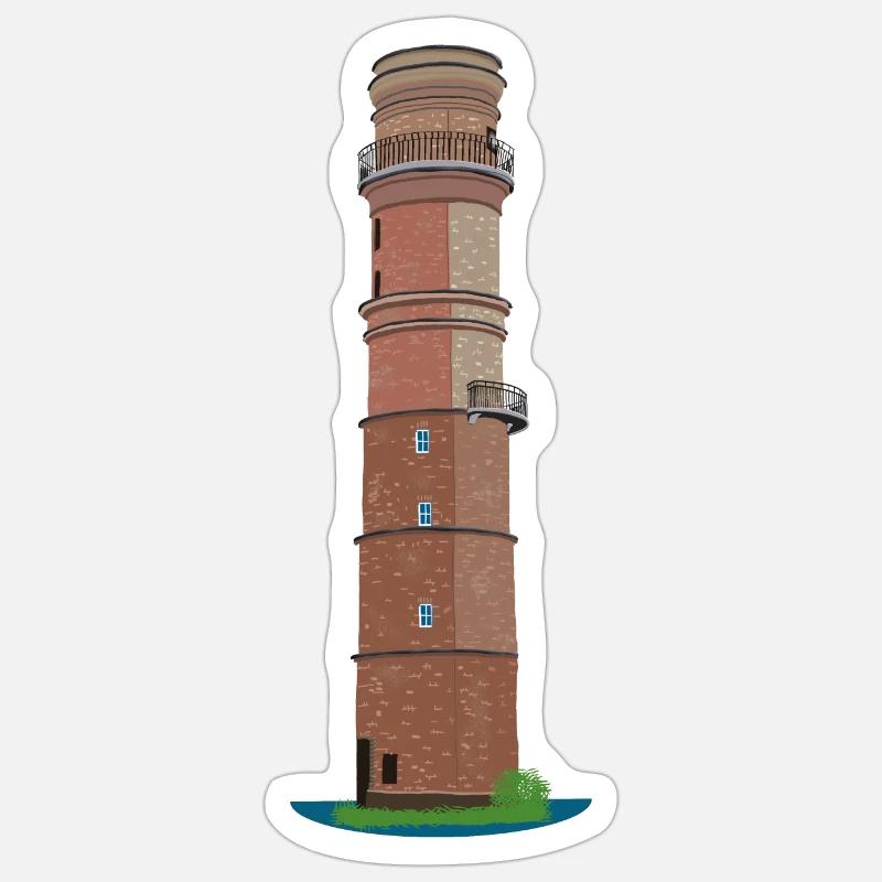 Old lighthouse Travemünde without text, drawing - Sticker size S (10 x 10 cm) - white matte