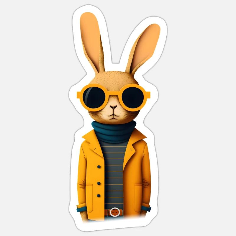 Mode Kaninchen - Sticker Größe S (10 x 10 cm) - Mattweiß