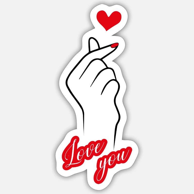 Hand mit Liebe dich - Sticker Größe S (10 x 10 cm) - Mattweiß