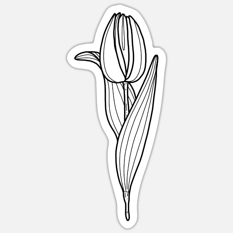 Tulipe fleurie - Sticker taille S (10 x 10 cm) - blanc mat