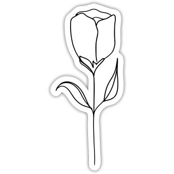 Tulpe gezeichnet - Sticker Größe S (10 x 10 cm) - Mattweiß - Vorne