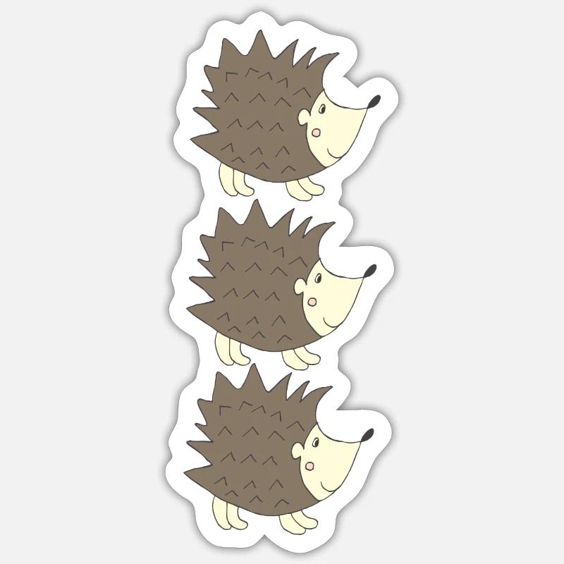 Hérisson Triple - Sticker taille S (10 x 10 cm) - blanc mat