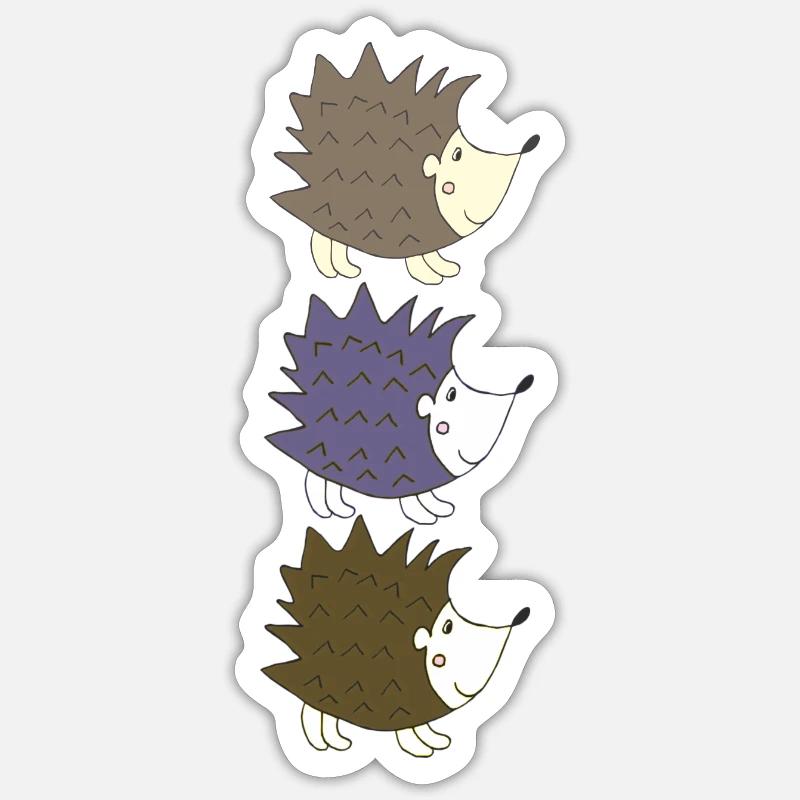 Hérisson Triple - Sticker taille S (10 x 10 cm) - blanc mat