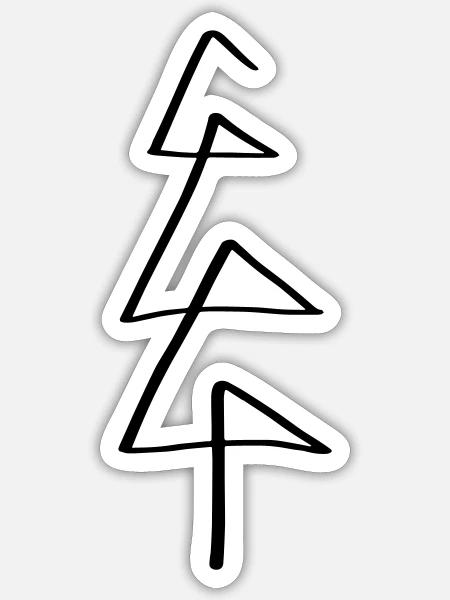 Baum Line Art - Minimalistisch - Sticker Größe S (10 x 10 cm) - Mattweiß