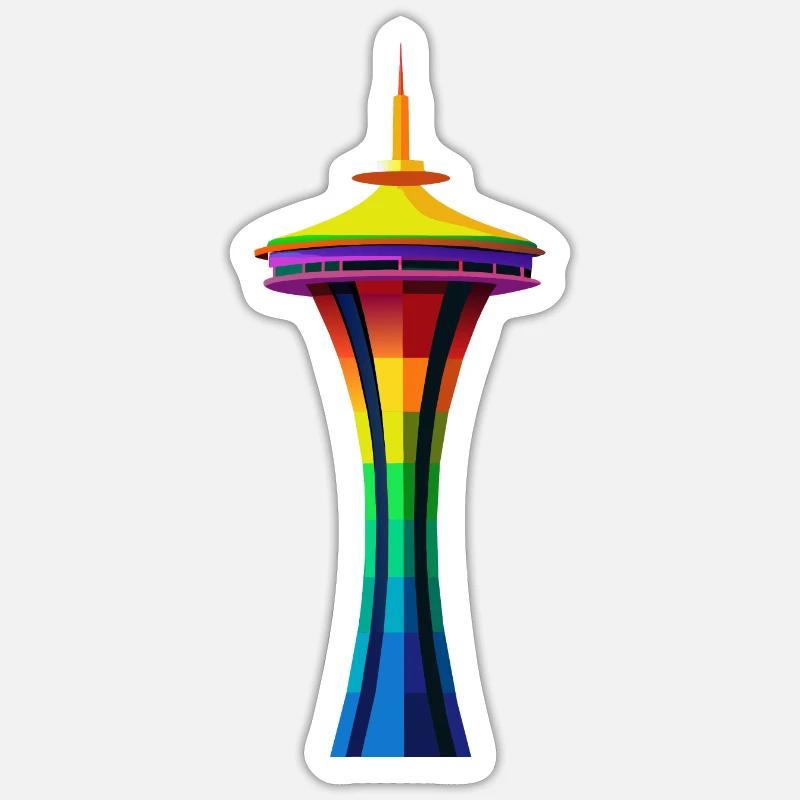 Space Needle - Sticker Größe S (10 x 10 cm) - Mattweiß