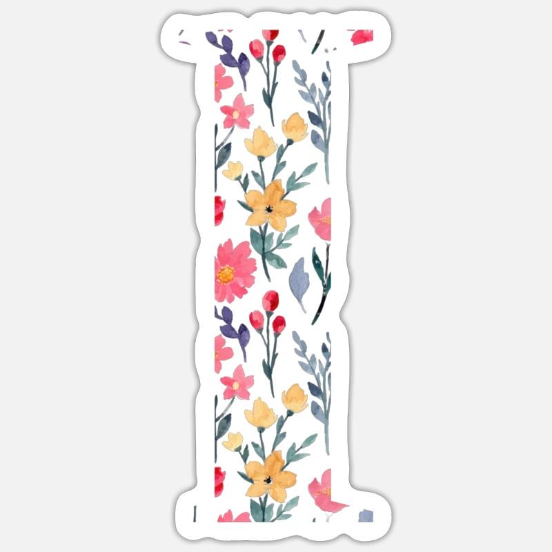 Personalisierter Blumenbrief i - Geschenkidee - Sticker Größe S (10 x 10 cm) - Mattweiß