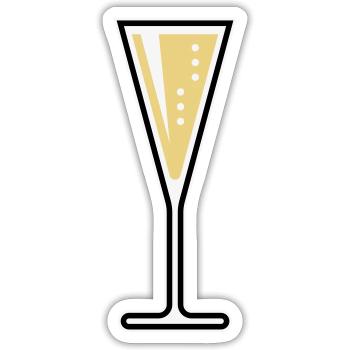 Glass Of Sparkling Wine (Funnel / Closed / 3C) - Sticker size S (10 x 10 cm) - white matte - Front
