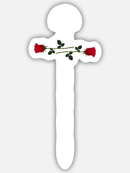 Engel mit Rosen und Kreuz auf dem Hintergrund des Textes - Sticker Größe S (10 x 10 cm) - Mattweiß