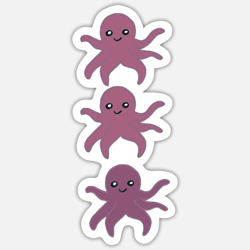 Pieuvre triple Sticker taille S (10 x 10 cm)