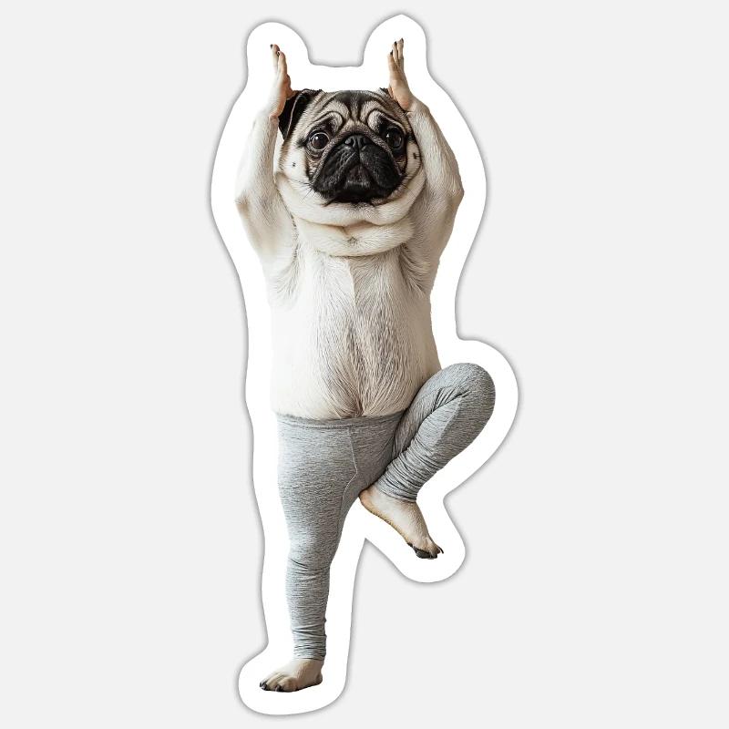 Mops - Sticker Größe S (10 x 10 cm) - Mattweiß