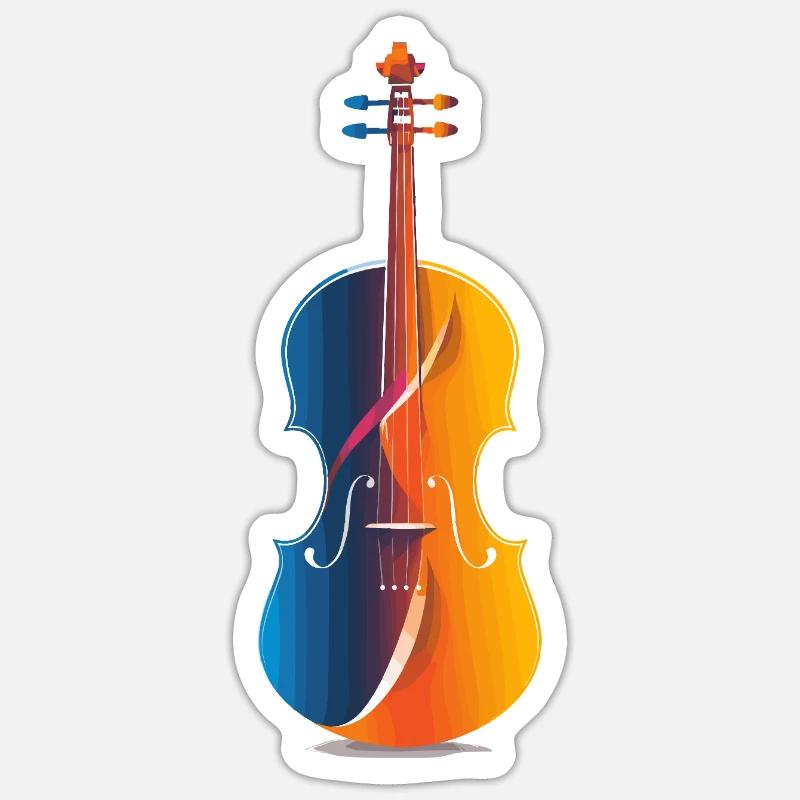 Violon Look BD - Sticker taille S (10 x 10 cm) - blanc mat