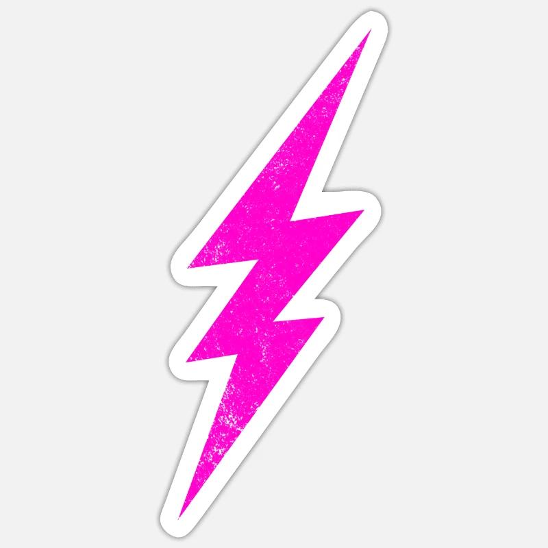 Leuchtender Pinker Blitz - Sticker Größe S (10 x 10 cm) - Mattweiß