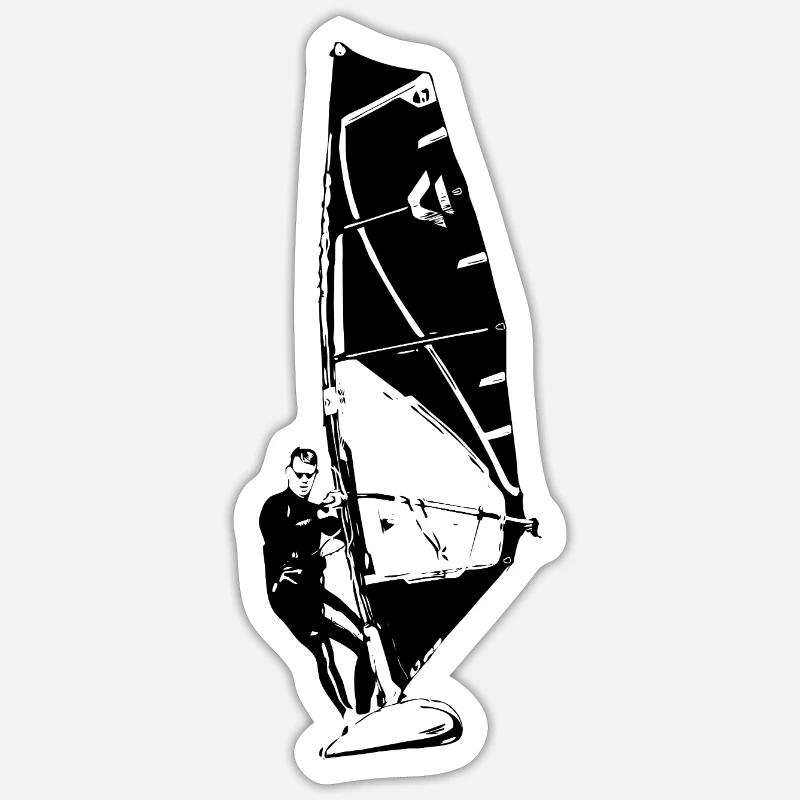 Planche à voile - Sticker taille S (10 x 10 cm) - blanc mat